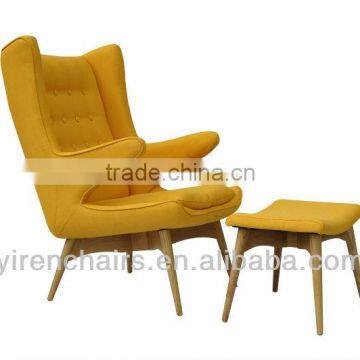 Fancy Living Room Furniture Bear Chair With Ottoman/Wood Furniture Wooden With Wool Fabric Bear Relaxing Chair With Ottoman