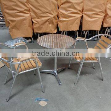 heavy duty outdoor table and chair, light weight stacking arm chairs and round table