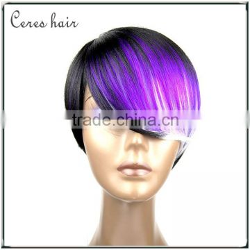 High Temperature premium synthetic wig Japanese fiber short Bob wig purple color fashion style full lace wig