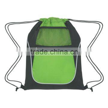 Drawstring Sports Pack With Dual Pockets-Lime Green