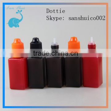 colored square eliquid dropper bottle with childproof tamper evident cap and 10mm braille