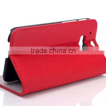 Automatic closing Litch genuine leather cover for HTC One M8