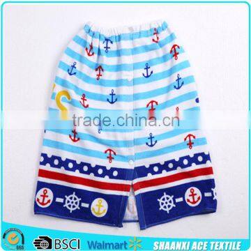 2015 high quality printing kids wrap towel robe velour printing wrap towel skirt