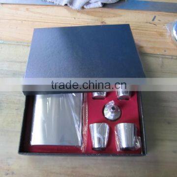 8oz Sanding Hip Flask With Small Funnel and 4pcs Cup in Gift Paper Box photo-3