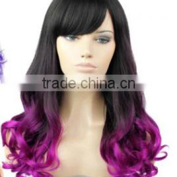 Long Wavy Hair Wigs Cheap Synthetic ombre two tone Cospaly Party Wigs