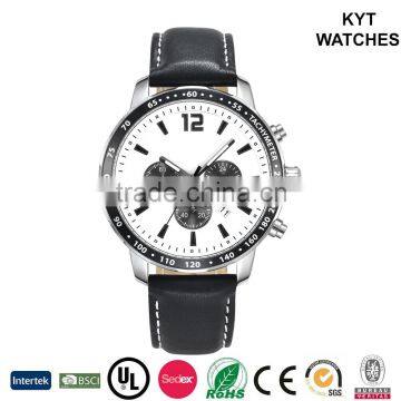 Silver brand digital analog men stainless watch leather strap