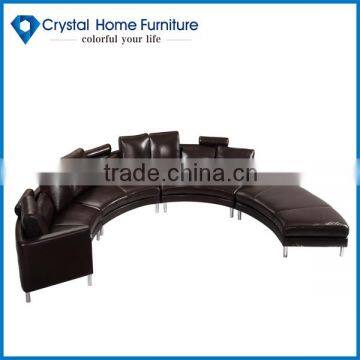 Sectional modular round living room leather sofa