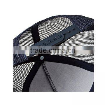 OEM/ODM Applique Label Patch Logo Flat Brim Navy Blue Mesh Plain 5 Panel Trucker Cap Wholesale photo-5