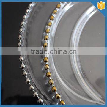 LXHY-P021 Wedding Gold Silver Glass Beaded Charger Plates photo-4