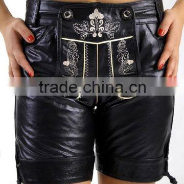 Lederhosen Bavarian leather black Shorts