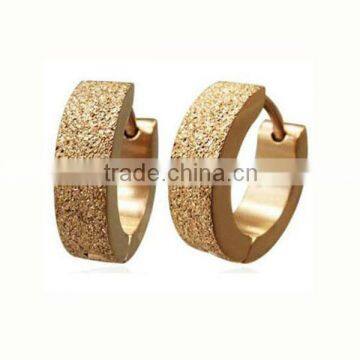 Small sand finish stainless steel hoop earrings traditional earring small order accepted (LE2132-1)