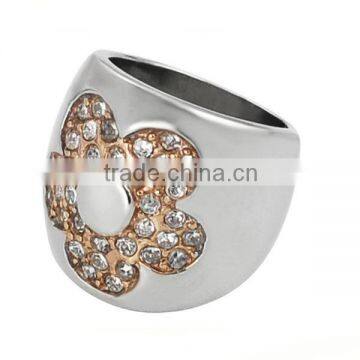 Flower shaped factory manufacturing jewelry stainless steel casting ring latest gold ring designs for girls with price (LR9130)