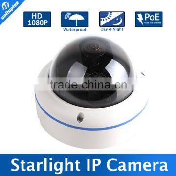 2.0MP POE Network Star Light Camera With Waterproof 1080P 0.0001Lux Starlight Low Lux Night Color Camera