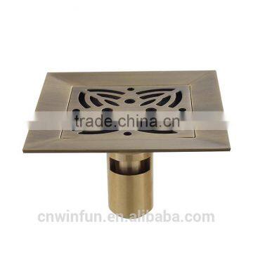 2014 New arrival Big size 14cm flower style square Brass Floor drain Antique bronze top quality bathroom accessories