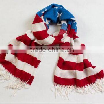 Star & Stripes printed wool scarf