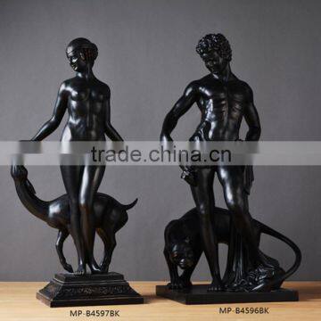 Nude female and man vintage design bronze sculptures