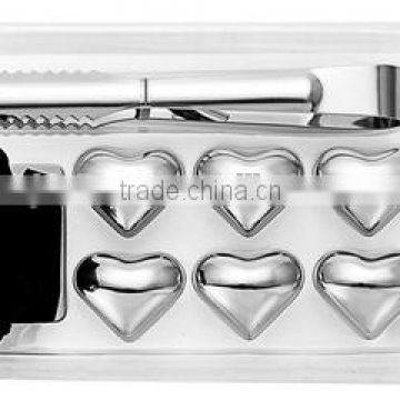 Heart Shape Reusable Stainless Steel Ice Cube with logo, metal ice cube