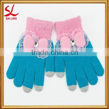 Small MOQ Women Bowknot Touch Sreen Gloves Telefingers Gloves