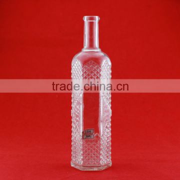 New products popular embossed liquor bottles empty drink bottle 700ml fancy square bottles