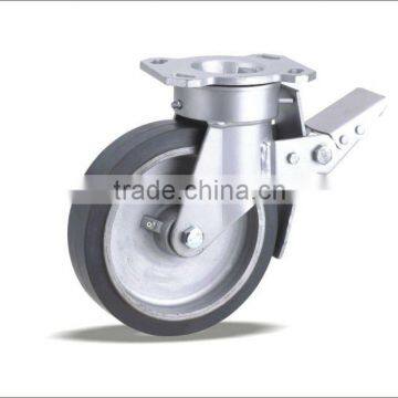 fixed and swivel caster with elastic rubber wheel