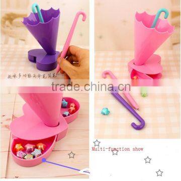 multi-function plastic pen /pencil/brush container/ holder for deck tidy , office stationery with umbrella shape