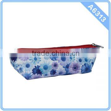 2014 Fashion Flower Print Shiny PVC Zipper Clear Cosmetic Bags Wholesale