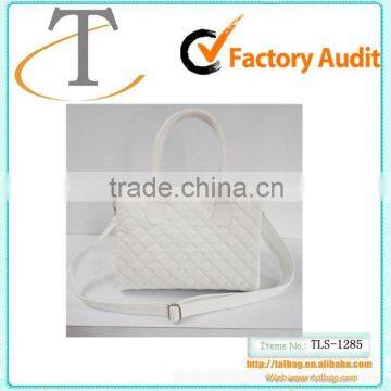 New fashion design White Quilted PU ladies handbag 2016