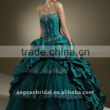 Top beautiful one-shoulder taffeta ball gown quinceanera dress with pleated bodice XZ-pd1251