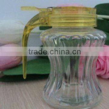 glass oil dispenser bottle with plastic cap handle