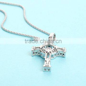 925 Sterling Silver Dancing Stone Gemstone Cross Pendant Jewelry SPG893W photo-5