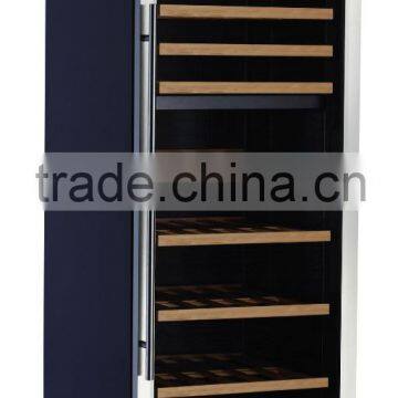 Commercial Wine Fridge Glass Built in Fridge LED lighting Wood Shelves Stainless steel door and handle