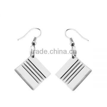 SRE6050 Lady Fashion 316L Stainless Steel Jewelry Square Dangle Earring