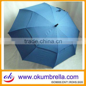 high quality hot sale double layers vented golf fiberglass umbrella made in china