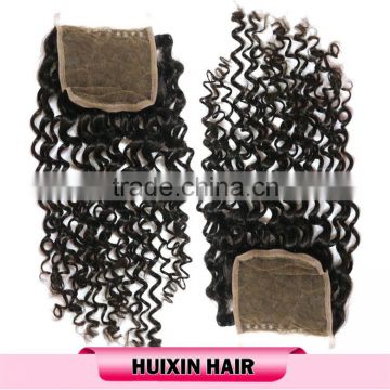 Top quality free parting brazilian human hair lace closure 4x4 deep wave curly lace closures