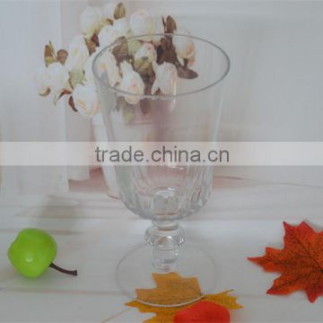 Transparent Stemmed Glass Ice Cream Cup with Pattern