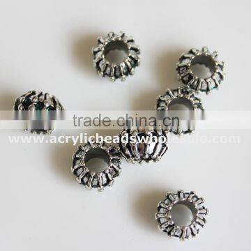 2016 New Antiqued Silver 8*10mm Flat Scalloped Dot Rondelle Metal Spacer Bead 100/pkg