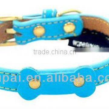 Fashion mini leather blue dog collars