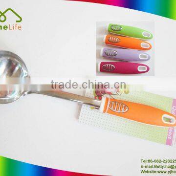 High quality colorful anti-slip handle nylon silicone stainless steel soup ladle