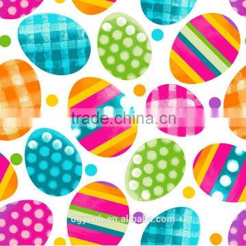 2015 Newest Colorful dots and liner design printed tablecloth with straight/wave edge