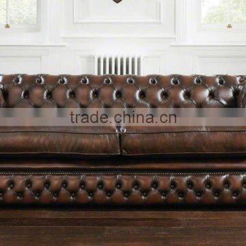 Factory price modern leather sofa button tufted chesterfield sofa design