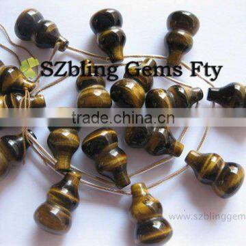 Handmade natural tiger eye gemstone carving loose beads gourd shape