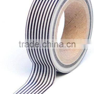 Wholesale YIWU FACTORY adhesive masking tape 15mm x 10m Washi Tape Black Pin stripe Decorative Trendy Paper Packaging Tape