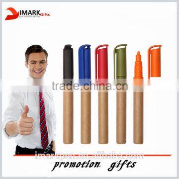 mini recycled kraft paper highlighter pen with cap