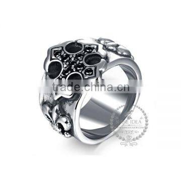 17MM Stainless steel vintage antiqued silver ring steam punk jewelry 6240013
