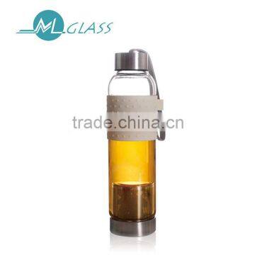 New Portable Glass Tea Bottle with tea strainer 500ml N6347