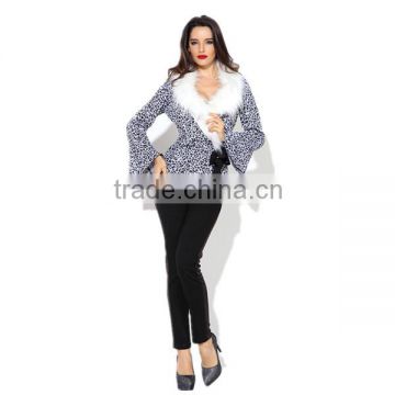 PRETTY STEPS 2015 Animal Printed Ladies Faux Fur Trim Lined Warm Winter Women's Short Parka Jacket Coat photo-2