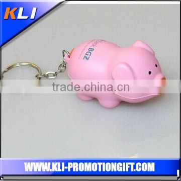 Lovely portable PU pig shaped foam anti stress toy pu stress pig with keychain