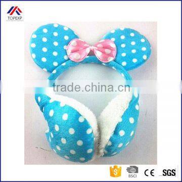 Girls Dots Plush Bowknot Soft Earmuffs