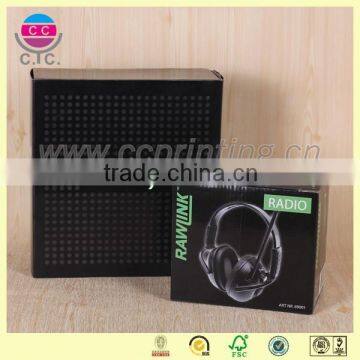 Fancy headphone packing folding black corrugated boxes