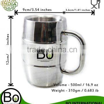 Stainless Steel Insulated Double Wall Beer Mug Man Mug In Stock 500 ml